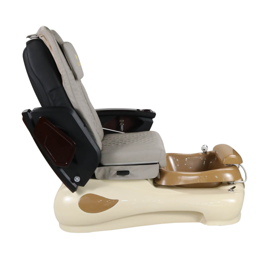 Pedicure Spa Chair - Expresso #2 (Wood | Light Grey | Cream)