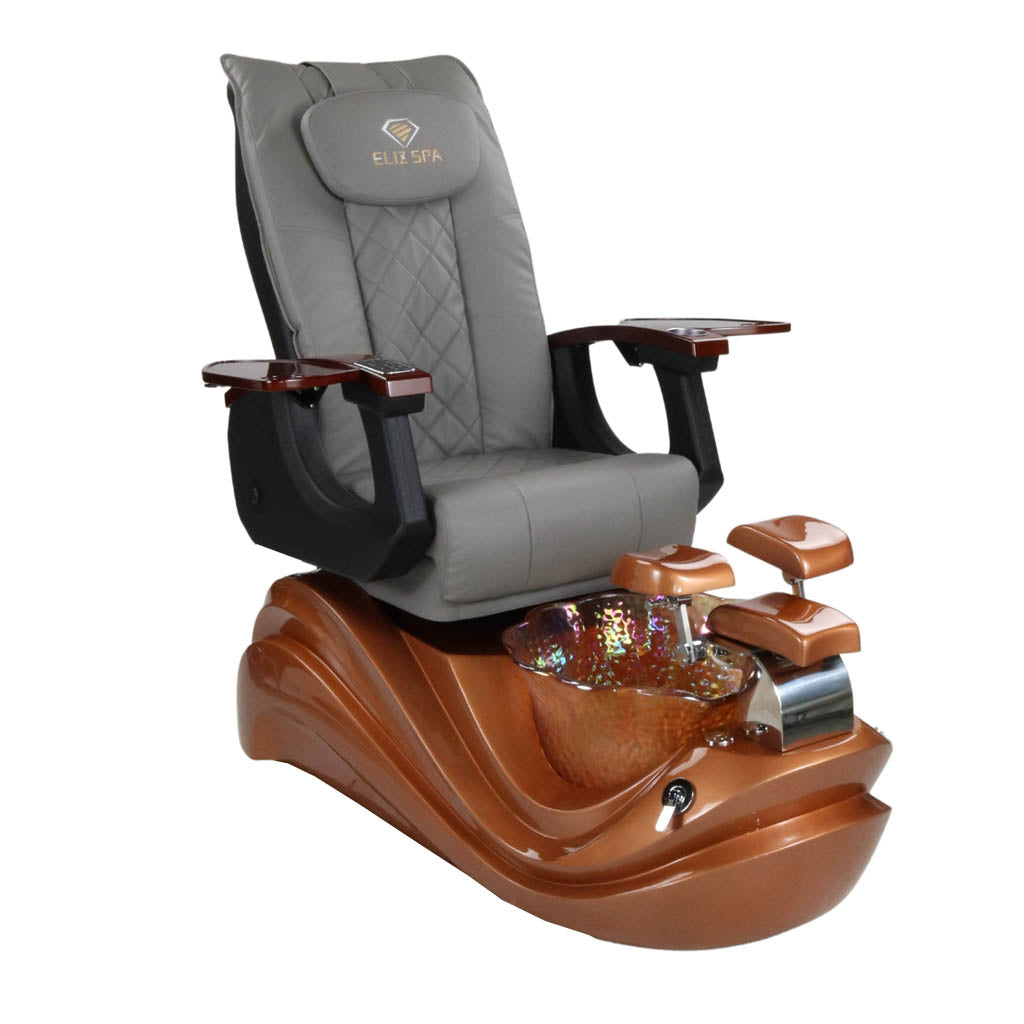 Pedicure Spa Chair - Phoenix (Wood | Grey | Gold)