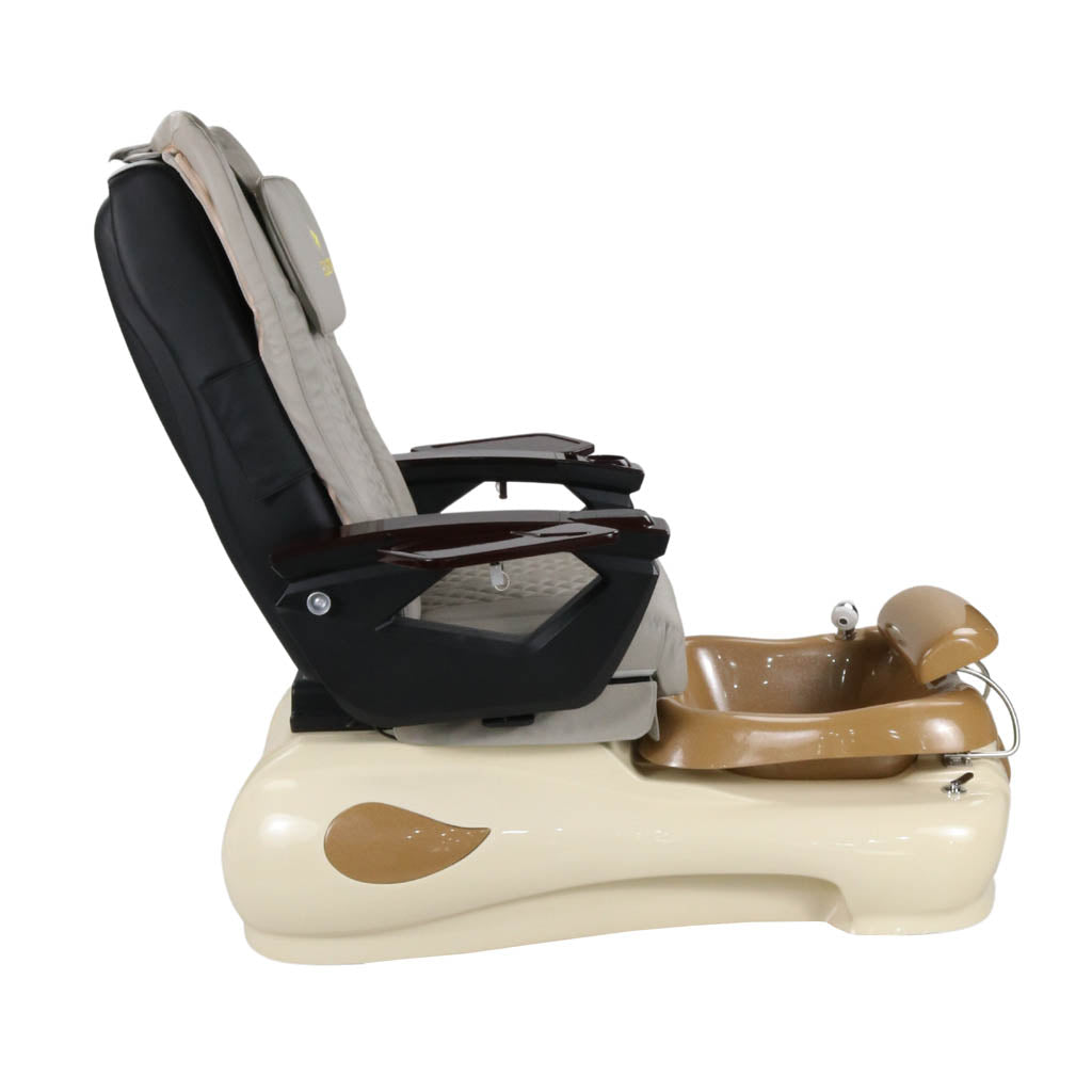 Pedicure Spa Chair - Expresso #2 (Wood | Light Grey | Cream)