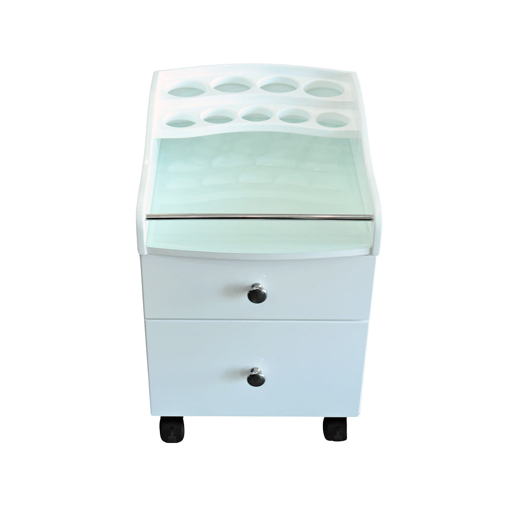 Pedicure Trolley White - AC8S 1 Bar Curved
