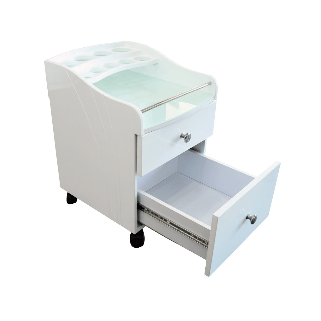 Pedicure Trolley White - AC8S 1 Bar Curved