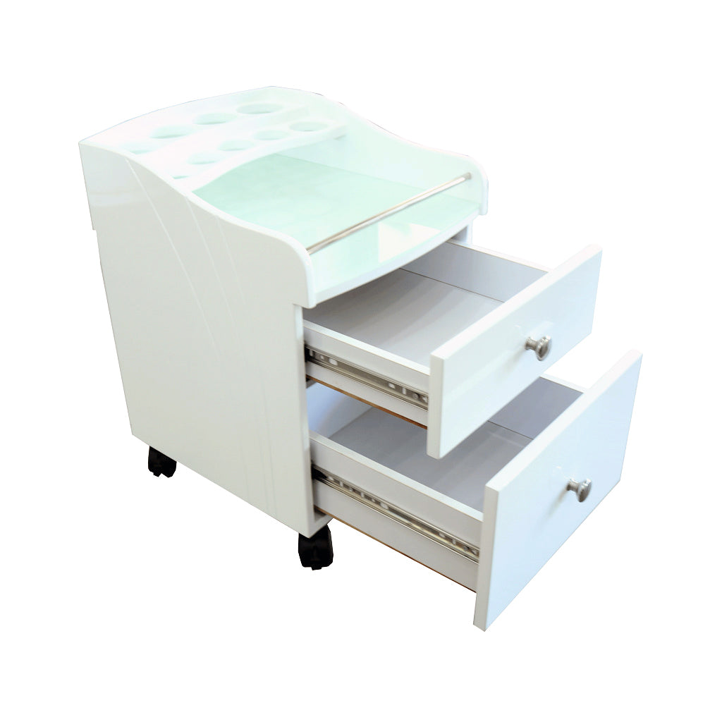 Pedicure Trolley White - AC8S 1 Bar Curved