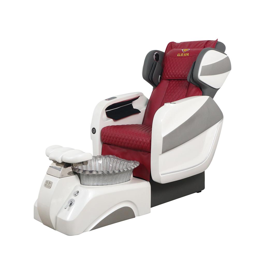Pedicure Spa Chair - Titus (White | Burgundy | White)