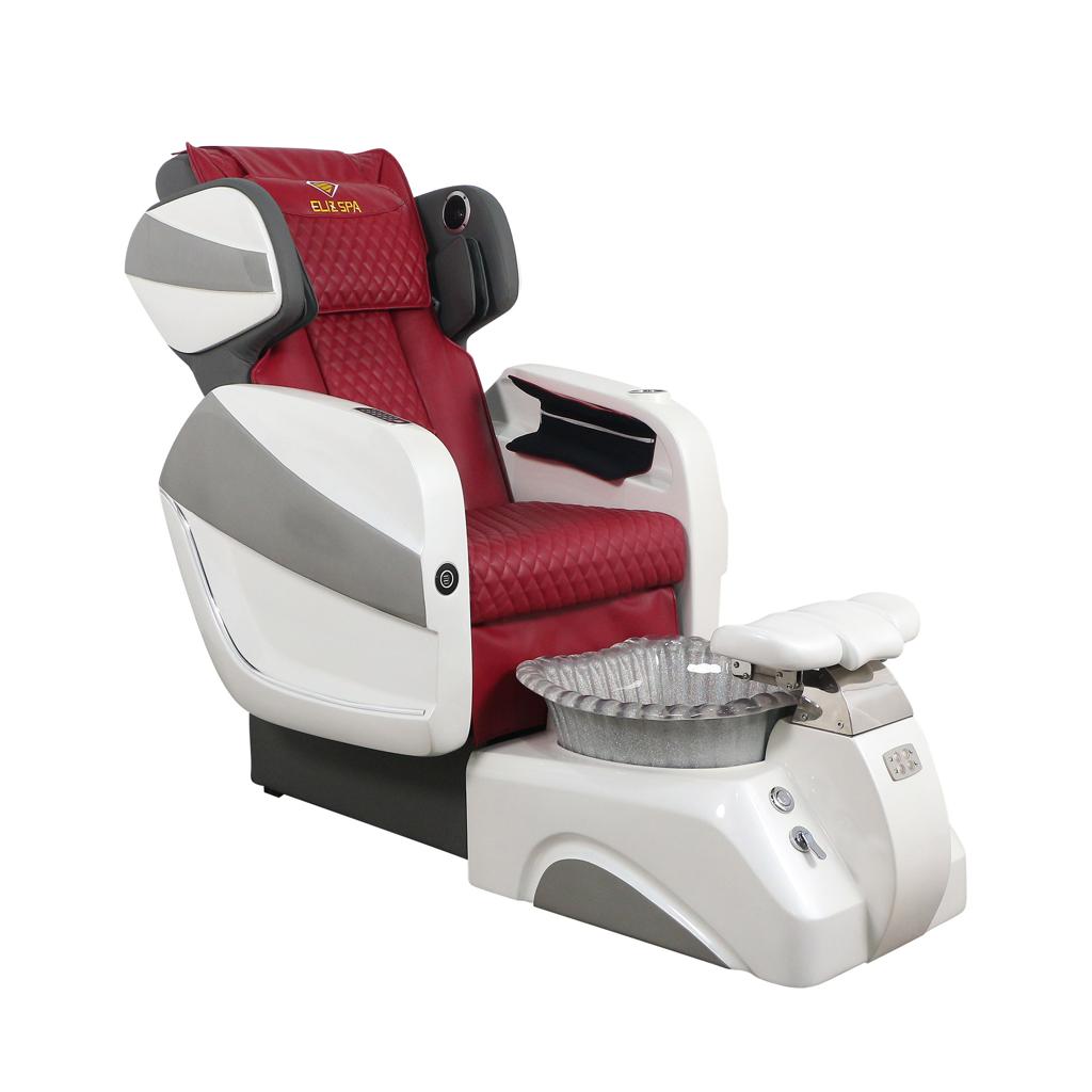 Pedicure Spa Chair - Titus (White | Burgundy | White)