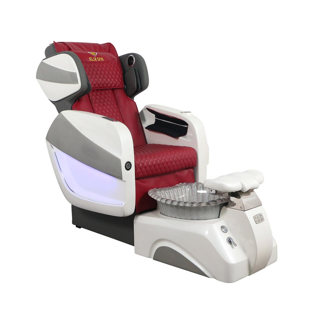 Pedicure Spa Chair - Titus (White | Burgundy | White)