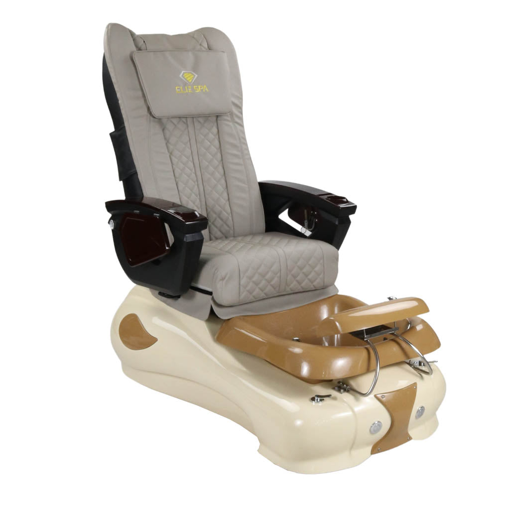 Pedicure Spa Chair - Expresso #2 (Wood | Light Grey | Cream)