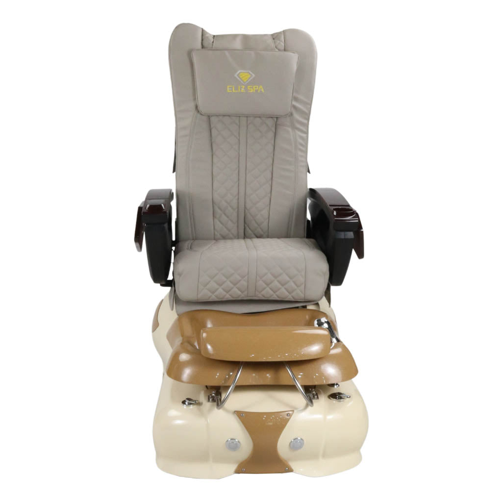 Pedicure Spa Chair - Expresso #2 (Wood | Light Grey | Cream)