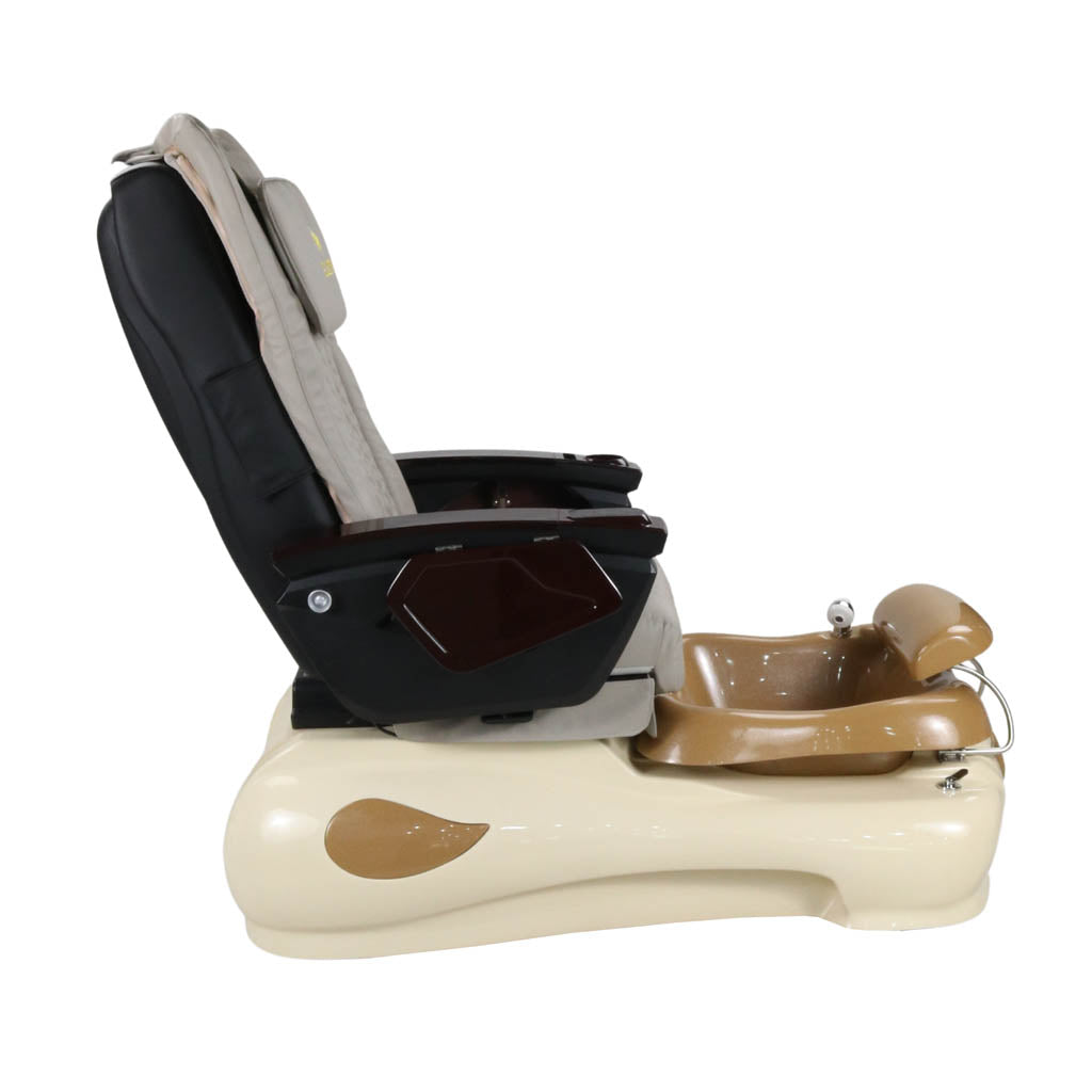 Pedicure Spa Chair - Expresso #2 (Wood | Light Grey | Cream)