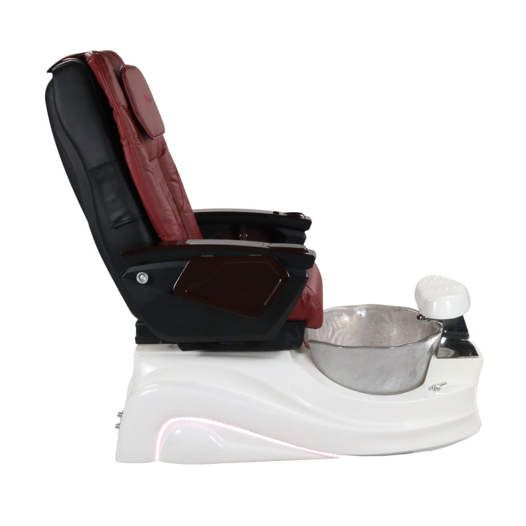 Pedicure Spa Chair - Frost #2 (Wood | Burgundy | White)