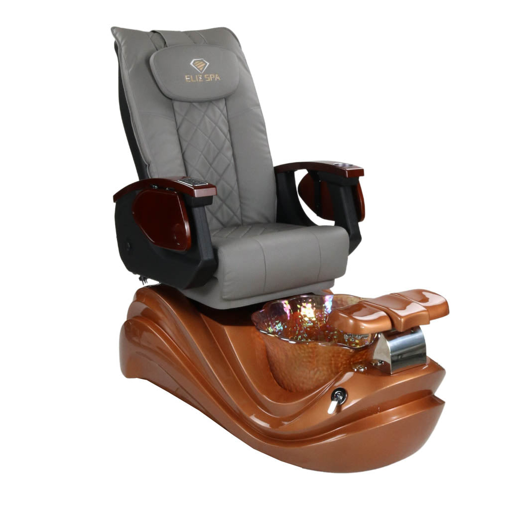 Pedicure Spa Chair - Phoenix (Wood | Grey | Gold)