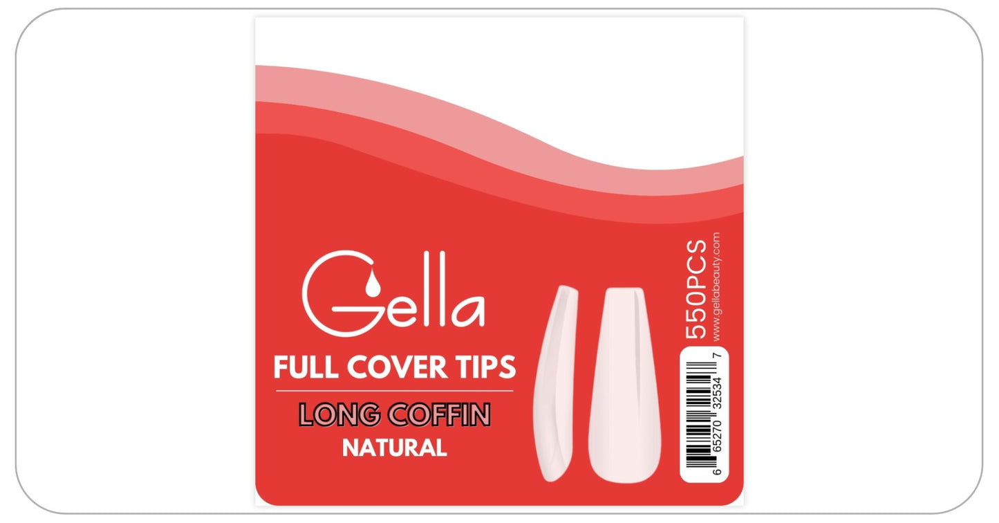 Full Cover Tips - Long Coffin Natural