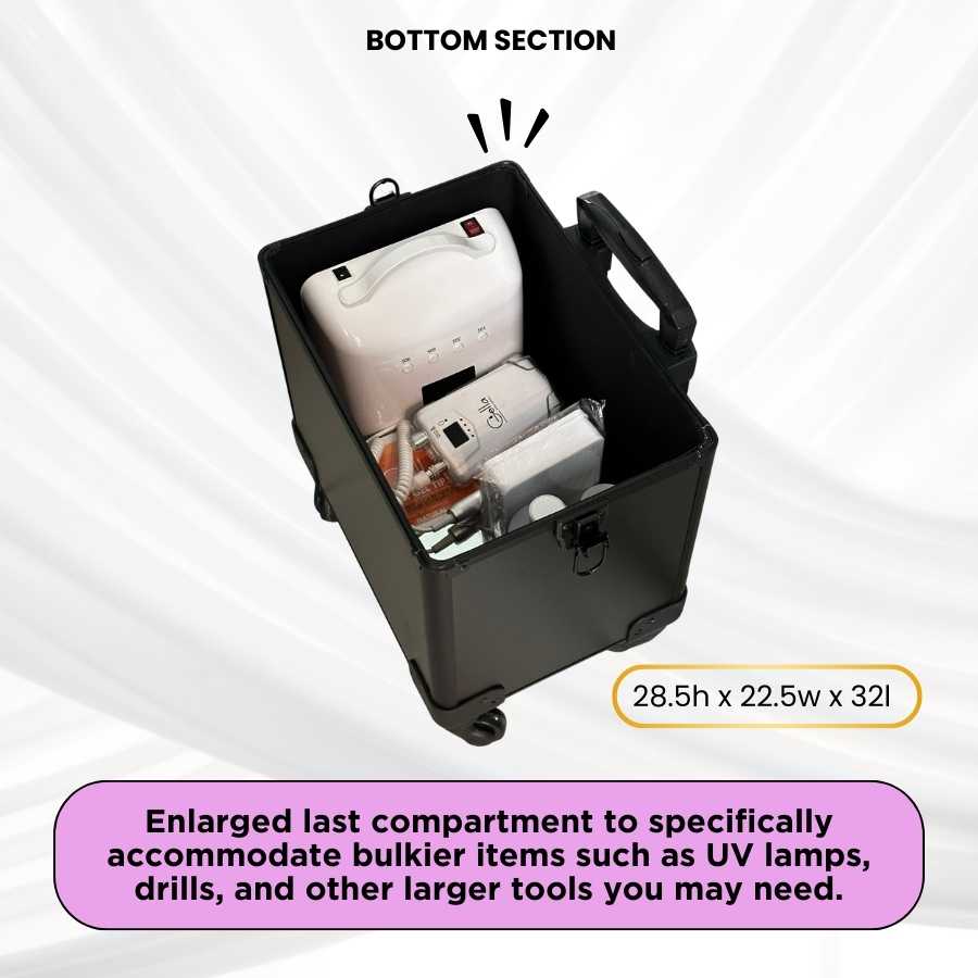 Nail Storage Trolley Case With Inserts
