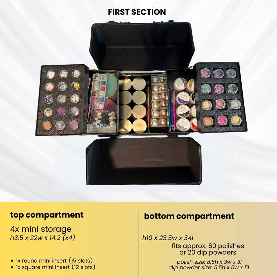 Nail Storage Trolley Case With Inserts