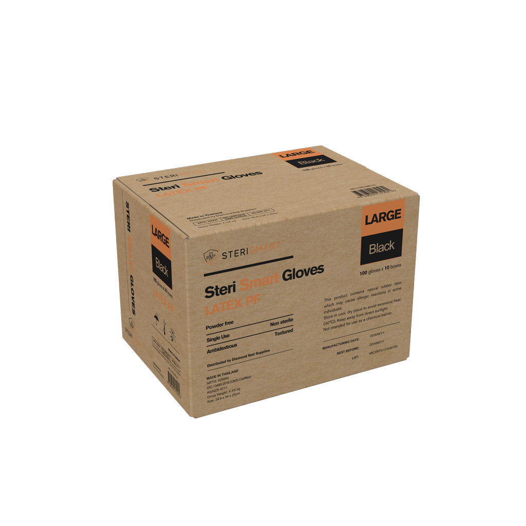 Latex Gloves - Powder Free Black 1000pc (Carton)