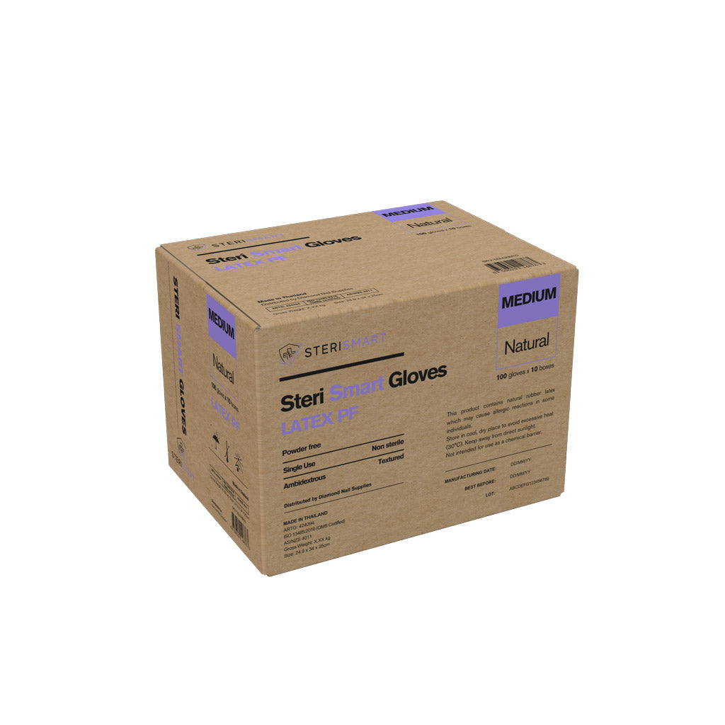 Latex Gloves - Powder Free Natural Medium 1000pc (Carton)