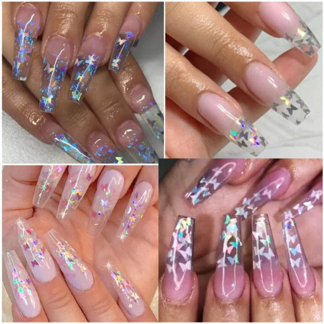 Butterfly Holo Glitter Flakes Diamond Nail Supplies
