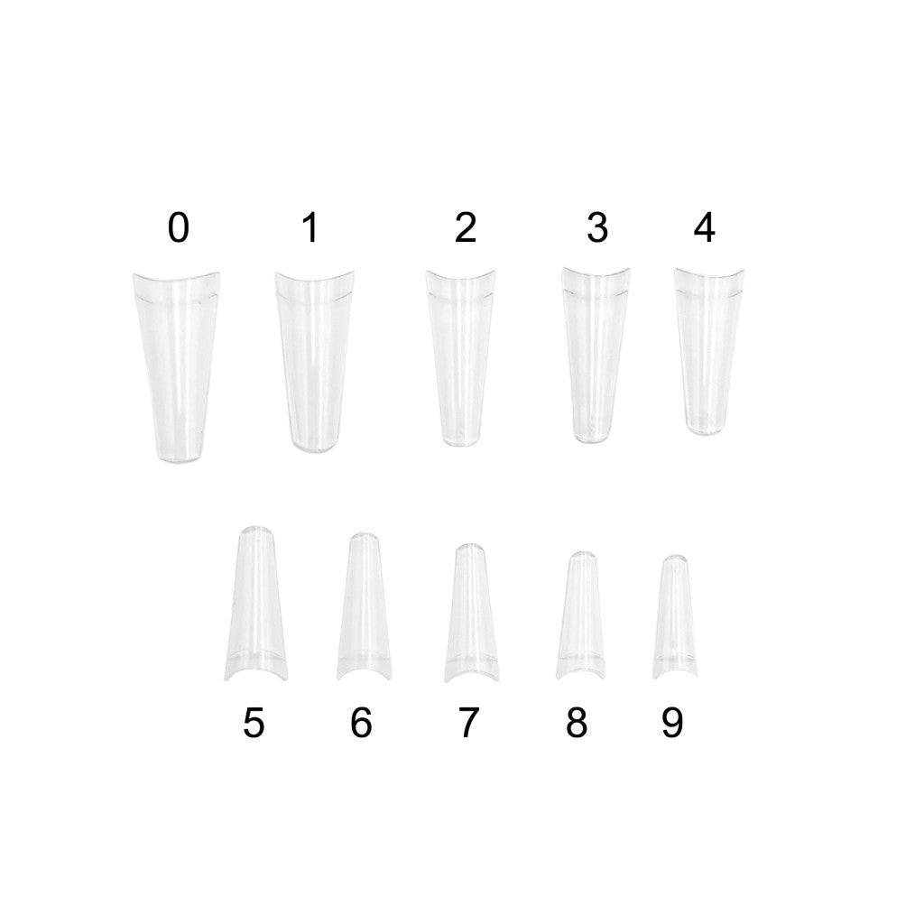 Coffin Tips Clear Set 0-9 500pc - Korea Diamond Nail Supplies