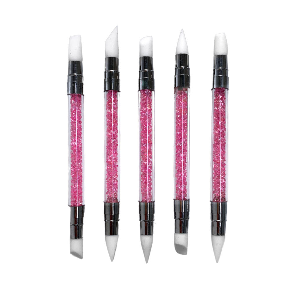 Diamond Double Silicone Nail Tool Pink - 5pc Set Diamond Nail Supplies