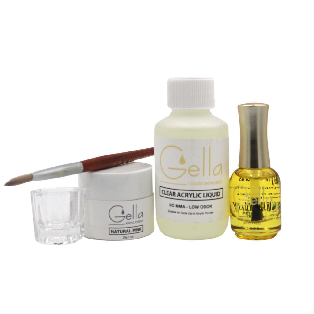 Gella Mini Acrylic Nail Starter Kit - Natural Pink Diamond Nail Supplies