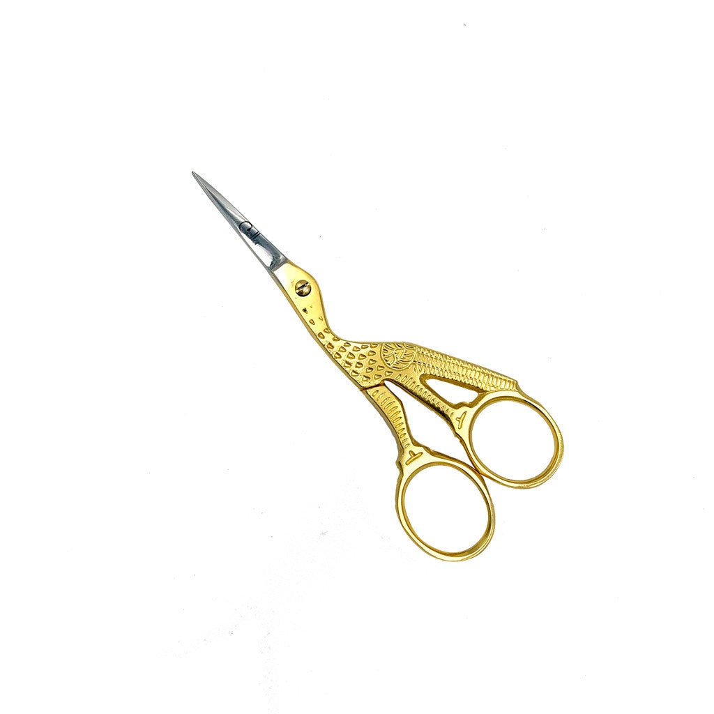 Fancy Stork Scissors Stainless Steel Gold Diamond Nail Supplies