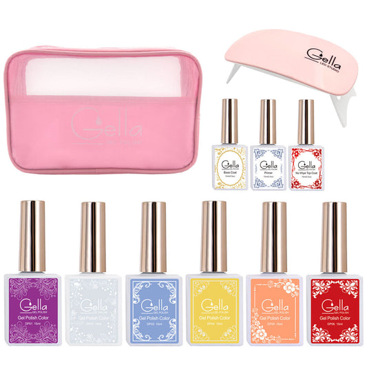 Gella Gel Polish Kit + Studio Lamp Diamond Nail Supplies
