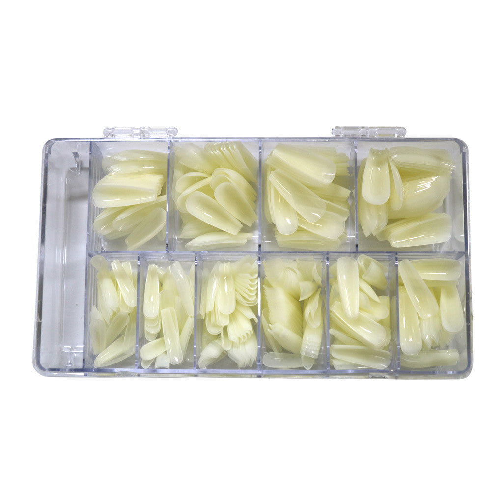 Gella Full Tips Coffin Long Natural 1-9 504pc Diamond Nail Supplies