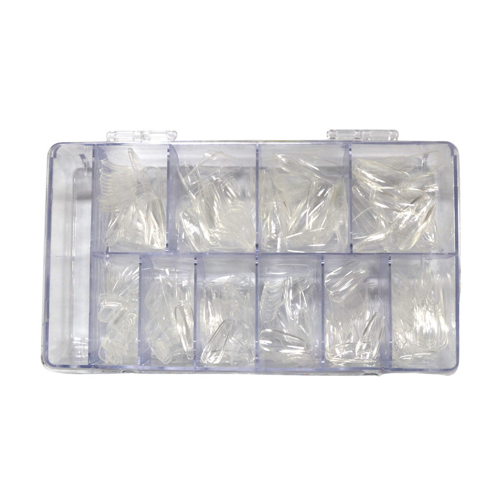 Gella Full Tips Coffin Medium Clear 1-9 504pc Diamond Nail Supplies