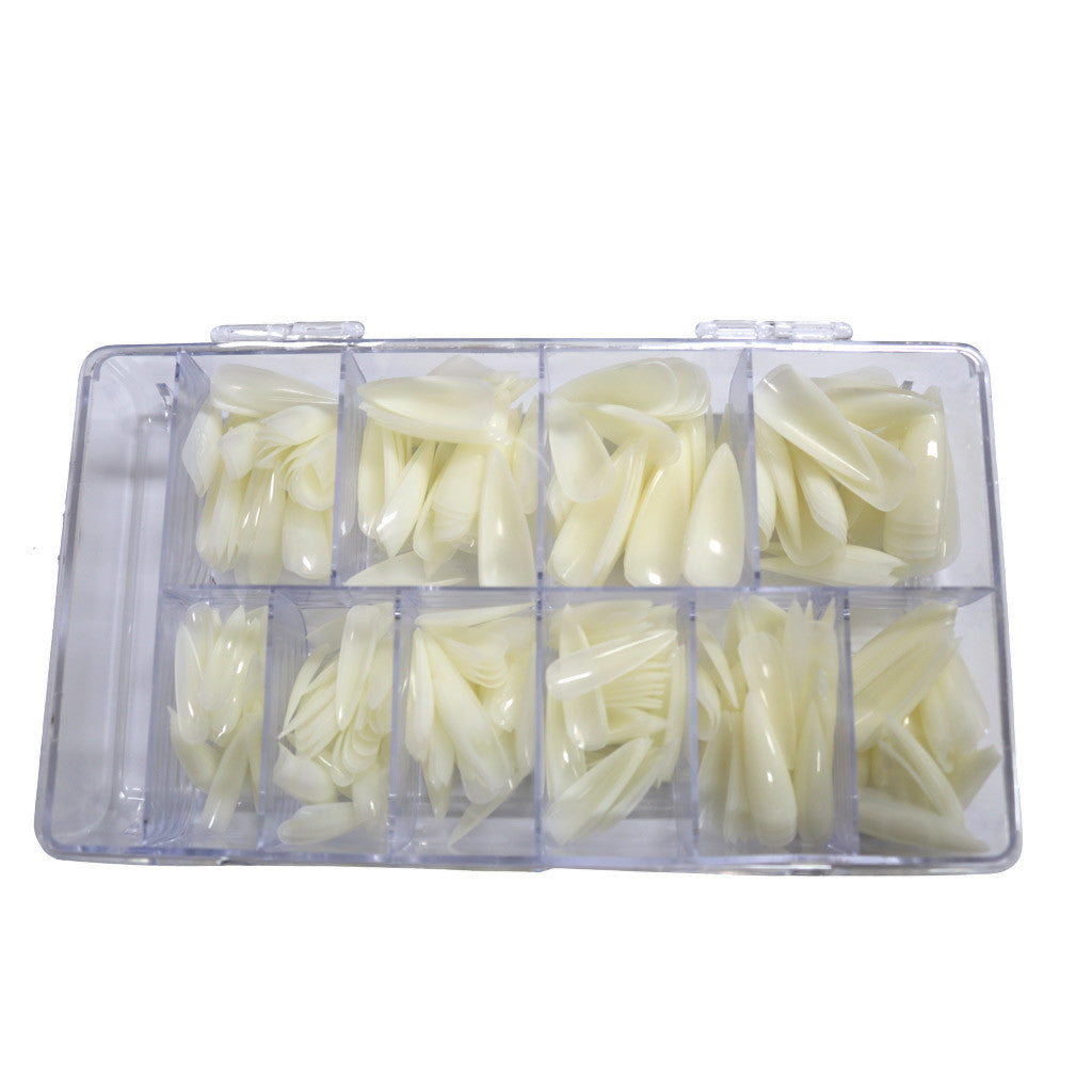 Gella Full Tips Stiletto Medium Natural 1-9 504pc Diamond Nail Supplies