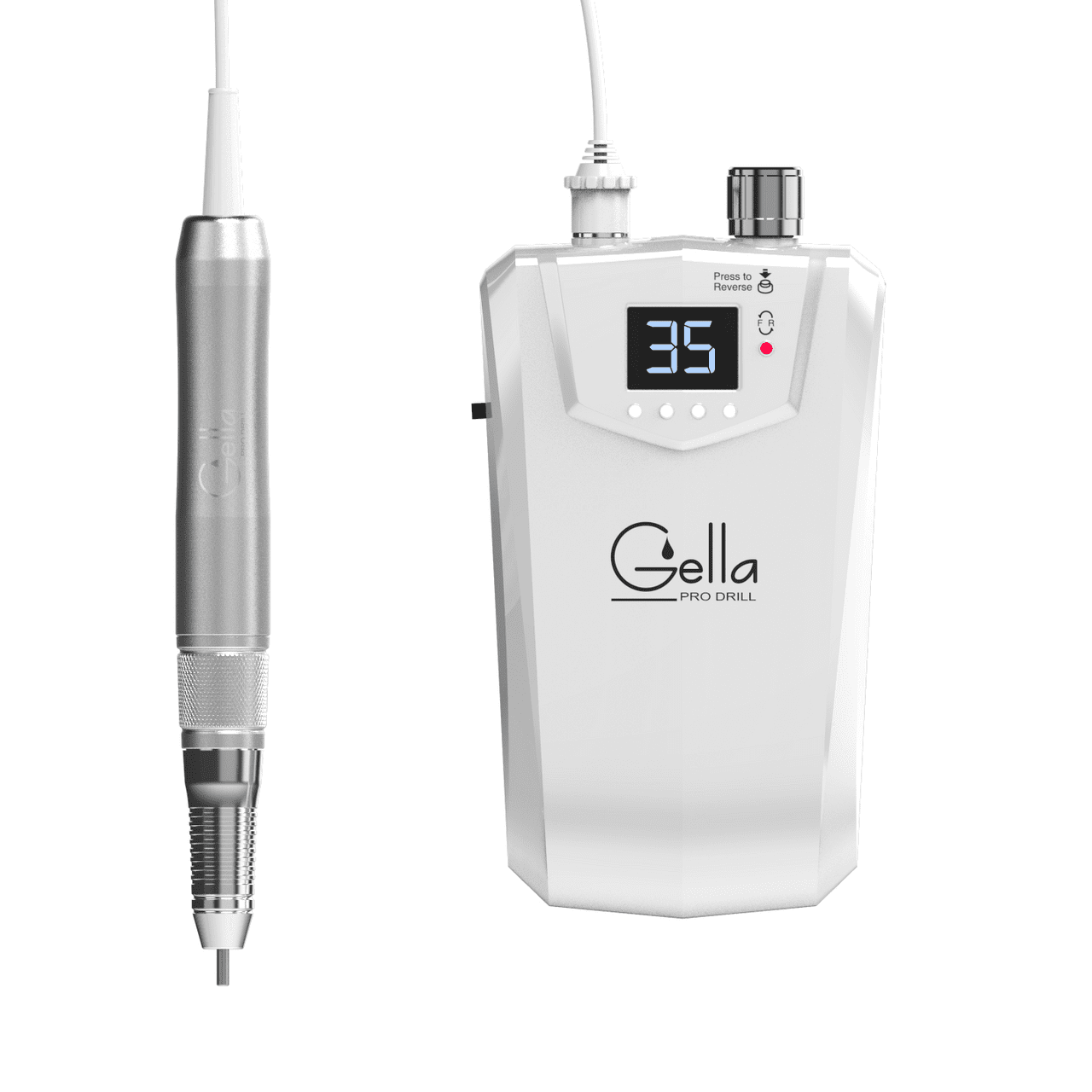 Gella Pro Drill Portable White + Premium Drill Bit Set Diamond Nail Supplies