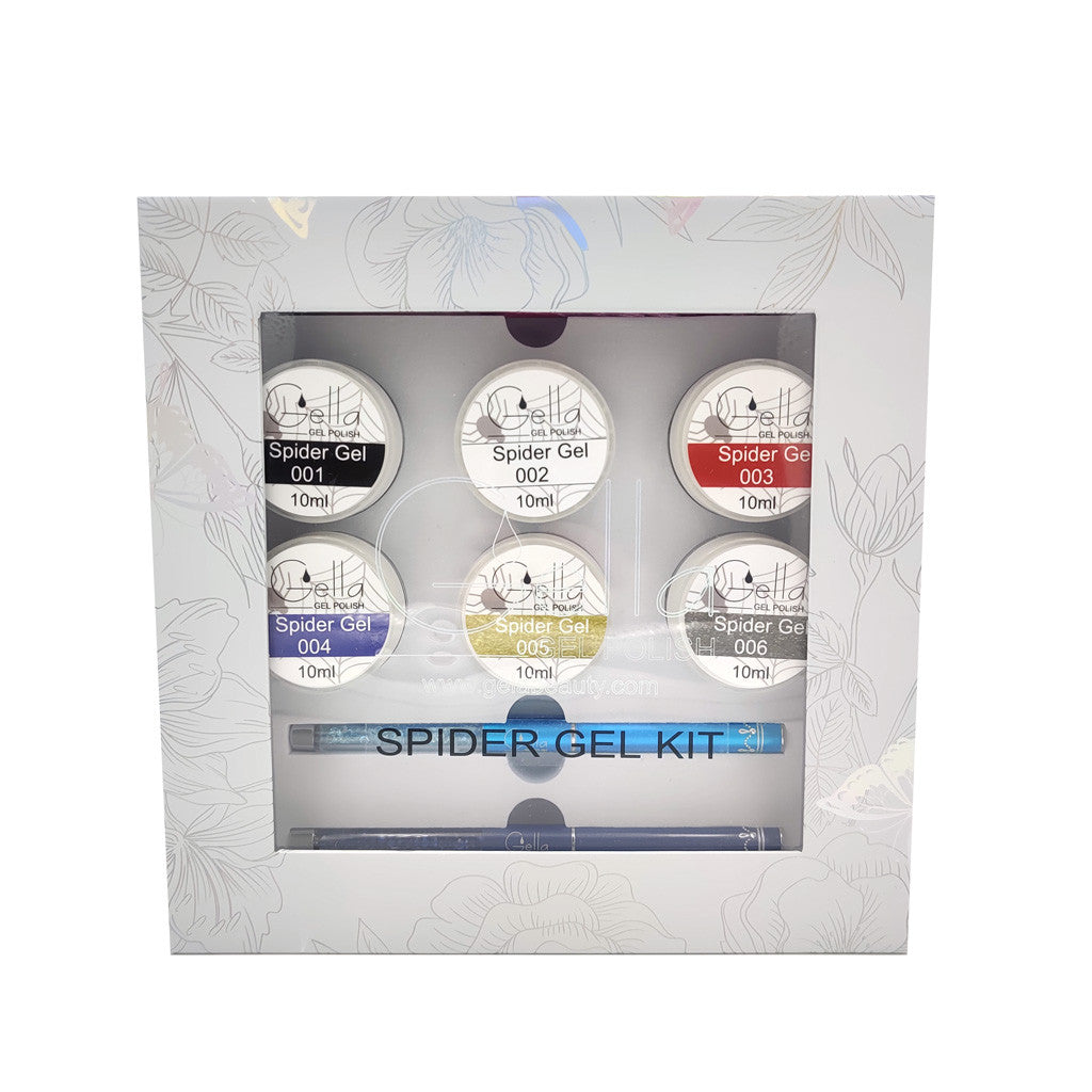 Spider Gel Kit 6 Gels + 3 Brushes Diamond Nail Supplies