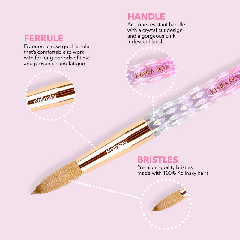 Acrylic Brush 100% Kolinsky #08 - Pink Diamond Nail Supplies