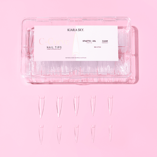 C-Curve Tip - CCTC02 XXL Stiletto Clear 500pc Diamond Nail Supplies