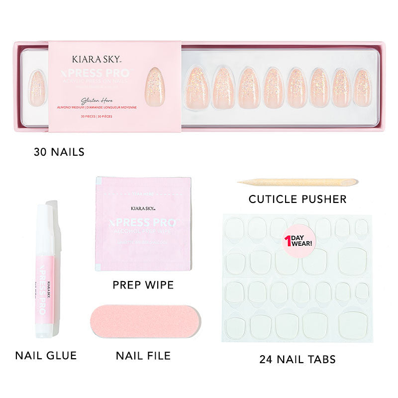 xPress Pro Press-On Nail Tips - XPAM02 Glisten Here Diamond Nail Supplies