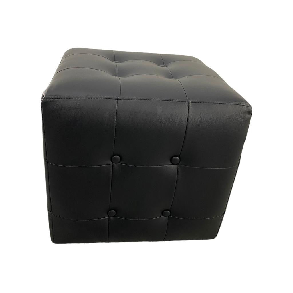 Square Leather Ottoman - Black Diamond Nail Supplies