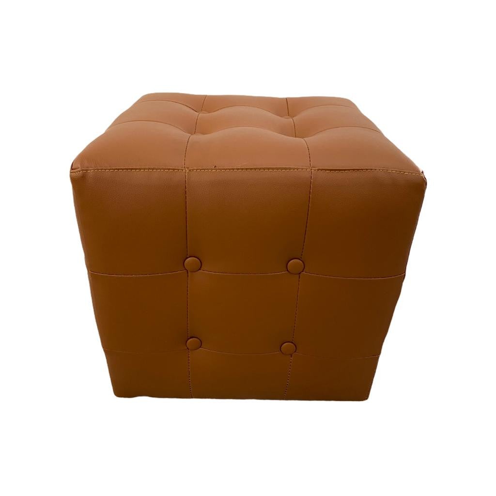 Square Leather Ottoman - Cappuccino Diamond Nail Supplies