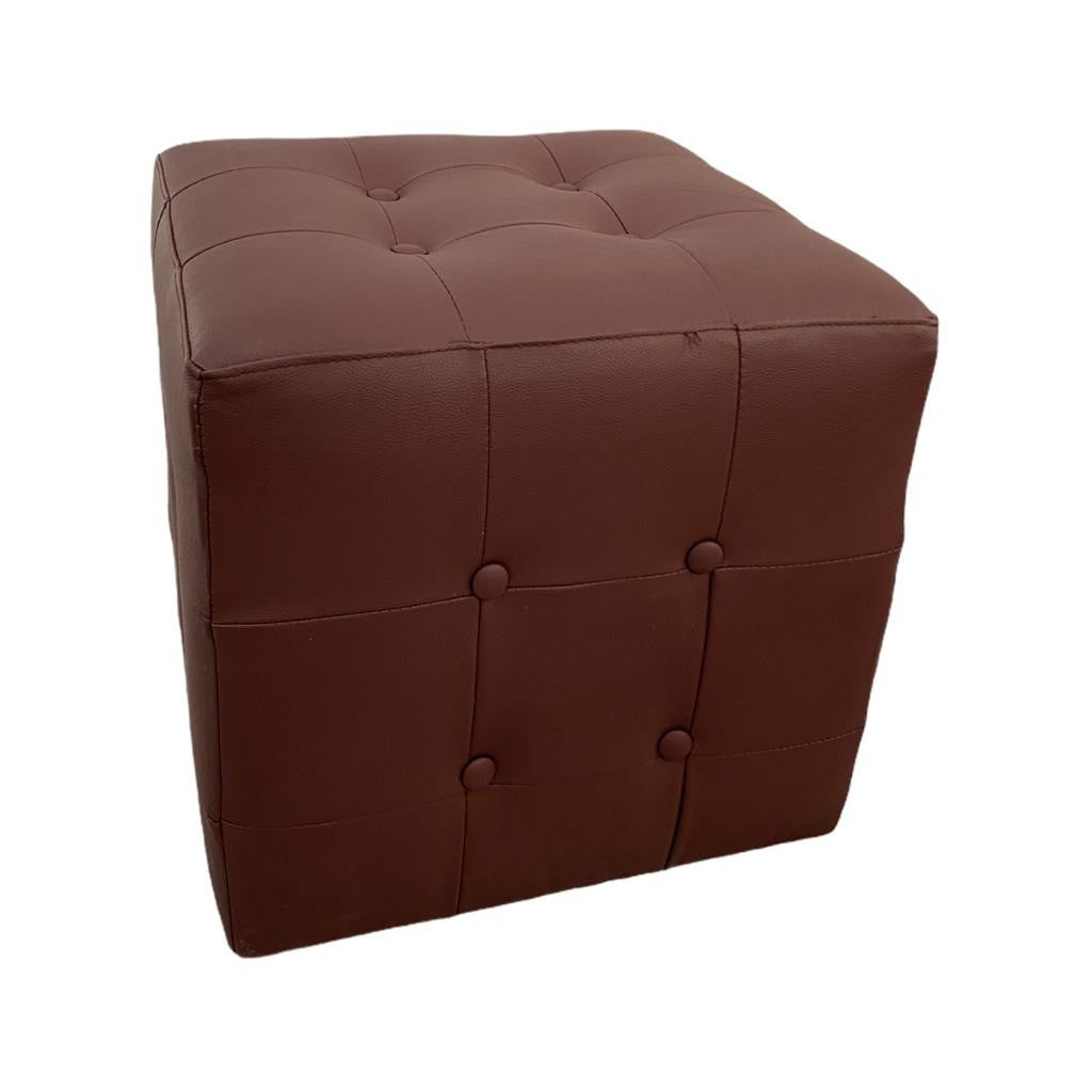 Square Leather Ottoman - Dark Brown Diamond Nail Supplies