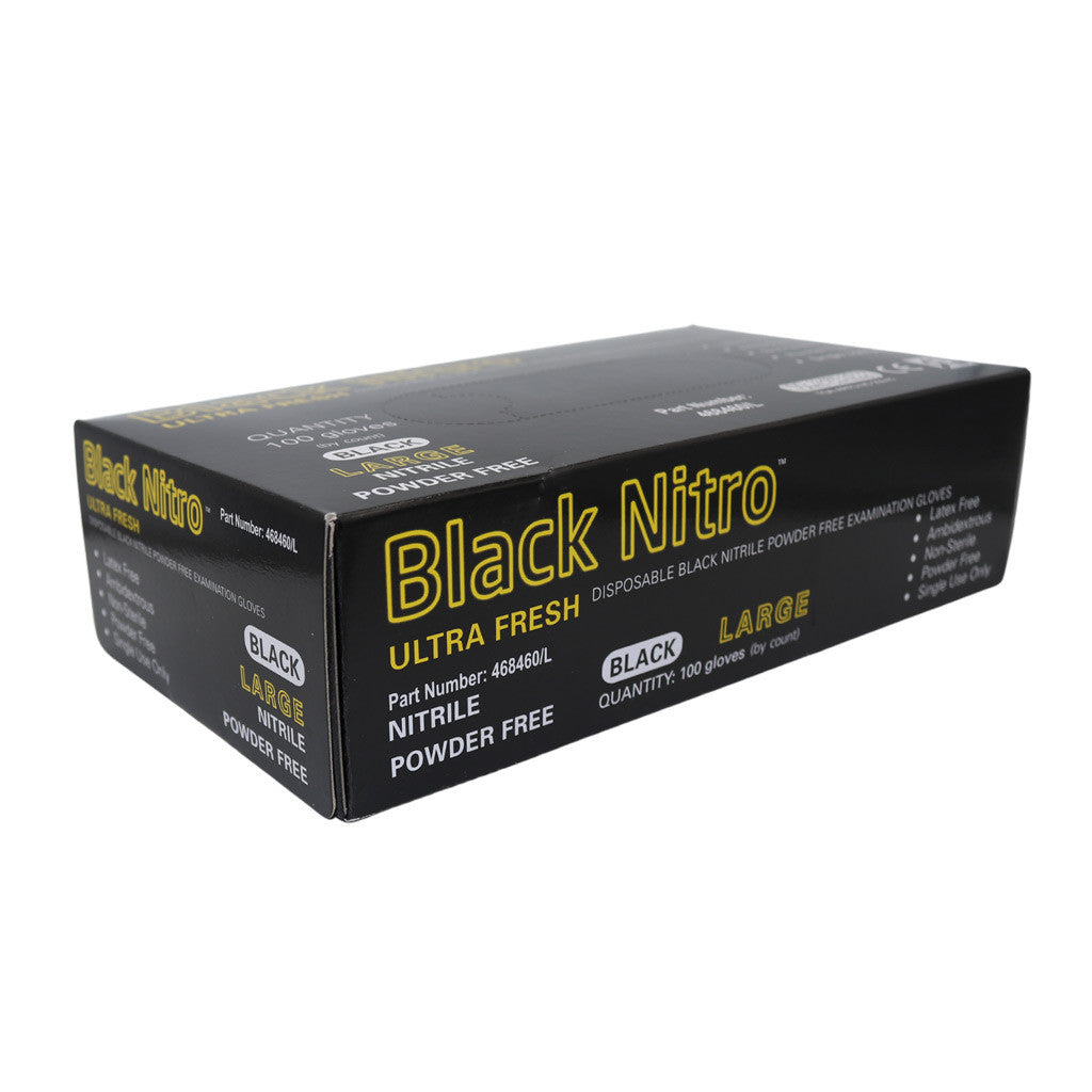 Black Nitro Nitrile Gloves Large Black PF Diamond Nail Supplies