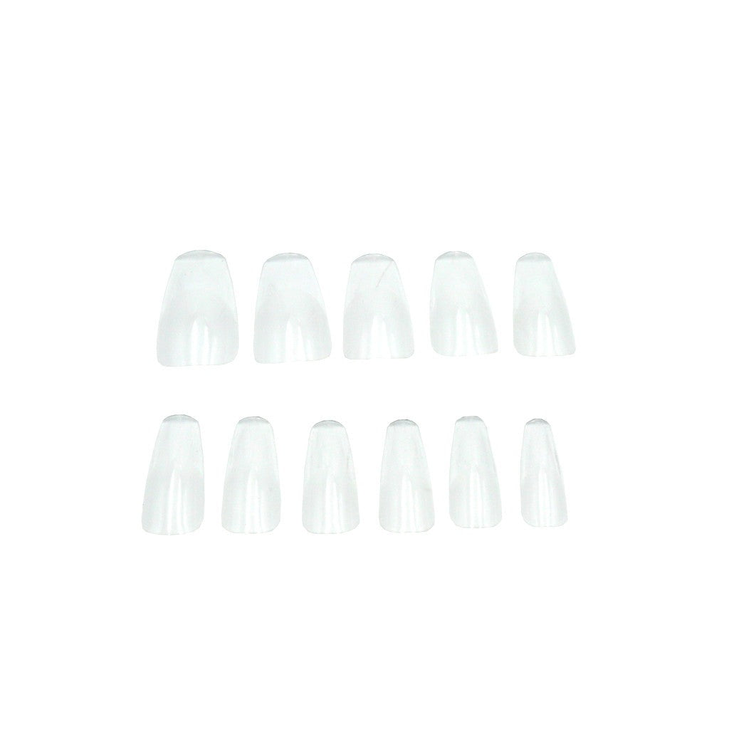 Gella Soft Gel Full Cover Tips - Medium Coffin Clear Diamond Nail Supplies