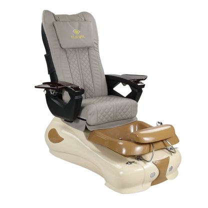 Pedicure Spa Chair - Expresso #2 (Wood | Light Grey | Cream)