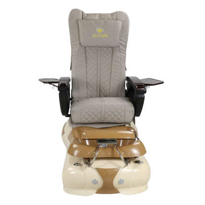 Pedicure Spa Chair - Expresso #2 (Wood | Light Grey | Cream)
