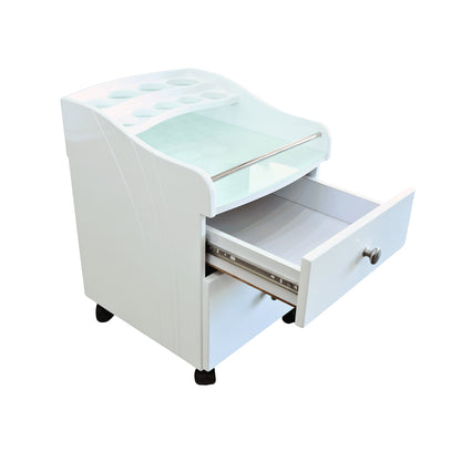 Pedicure Trolley White - AC8S 1 Bar Curved