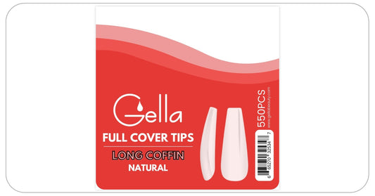 Full Cover Tips - Long Coffin Natural