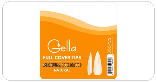 Full Cover Tips - Medium Stiletto Natural