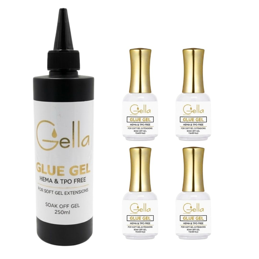 Gella Glue Gel - Refill Kit HEMA & TPO Free 250ml + 4x15ml