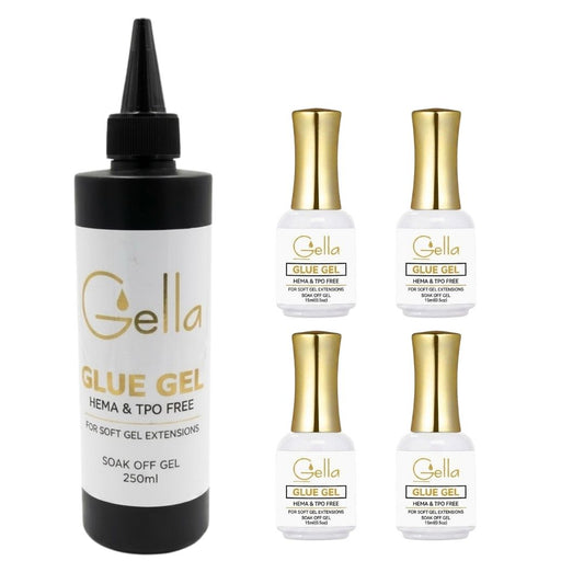 Gella Glue Gel - Refill Kit HEMA & TPO Free 250ml + 4x15ml
