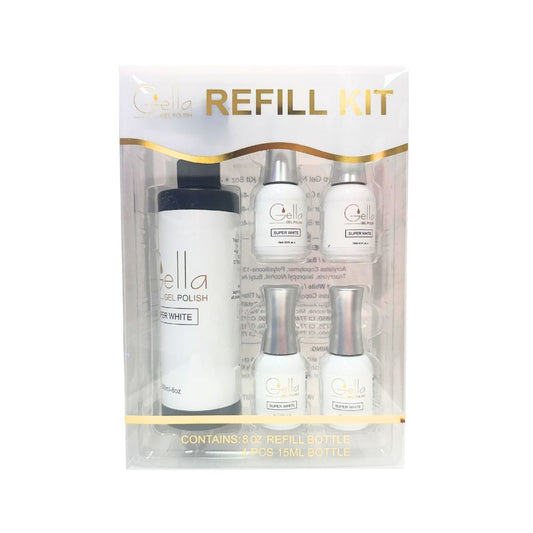 Gella Super White Gel Polish Refill + Bonus 4 x15ml