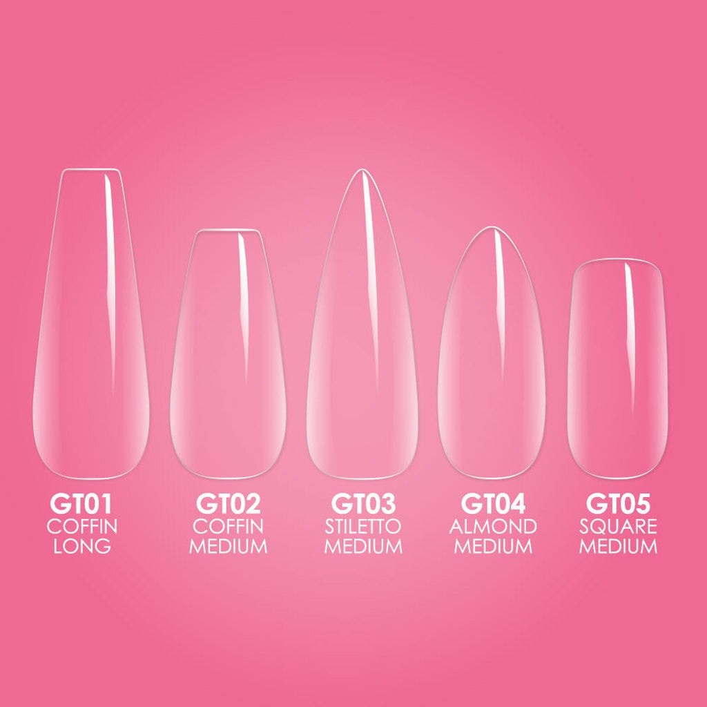 Gelly Tip Kit - GK01 Long Coffin + Flash Cure Lamp