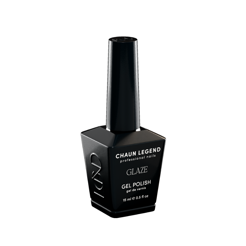 Chaun Legend Glaze Gel Polish bottle Midnight Mezcal LGG12. Professional gel polish, 15 ml (0.5 fl oz), featured in the Glaze Collection