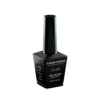 Chaun Legend Glaze Gel Polish bottle Midnight Mezcal LGG12. Professional gel polish, 15 ml (0.5 fl oz), featured in the Glaze Collection