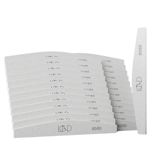 Nail File - Zebra Half Moon File 80/80 - 25 pack